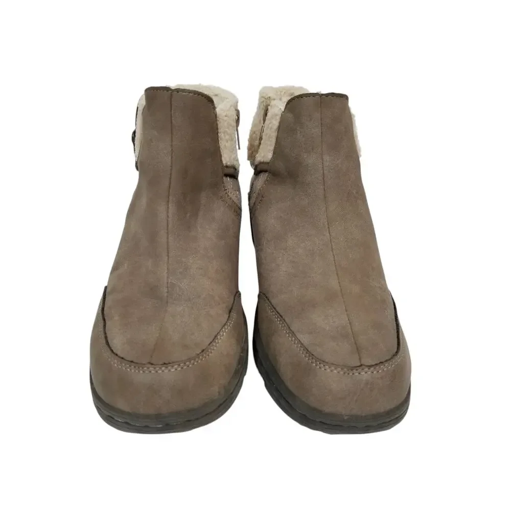 JBU by Jambu Haven Faux Fur Trim Ankle Boots Taupe Tan Women's Size 7.5